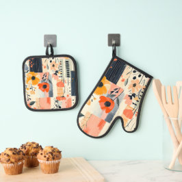 Set De Manoplas Parche floral de Boho vintage