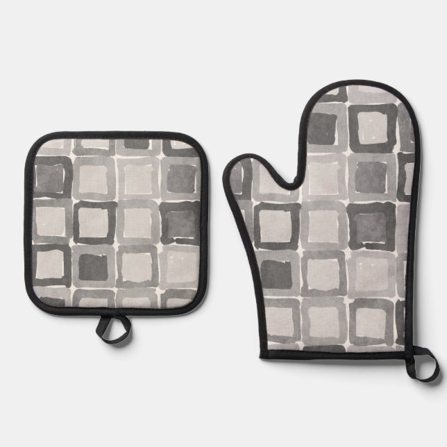 Set De Manoplas Parches pintados de gris moderno (Anverso)
