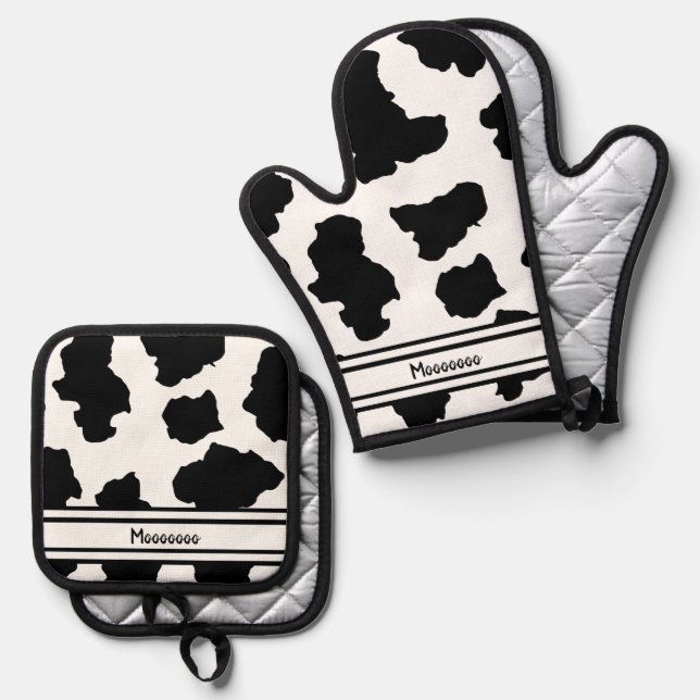 Set De Manoplas Pared Moo Cow Holstein Lugares de animales Holstei (Anverso/Reverso)