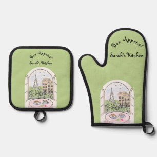 Set De Manoplas Paris Eiffel Tower Bon Appetit PERSONALIZA