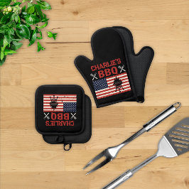 Set De Manoplas Parrillada Patriótica Personalizada