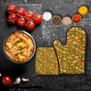 Set De Manoplas Pasta y verduras verde oliva