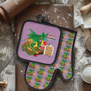 Set De Manoplas Pastel de Dragón Verde
