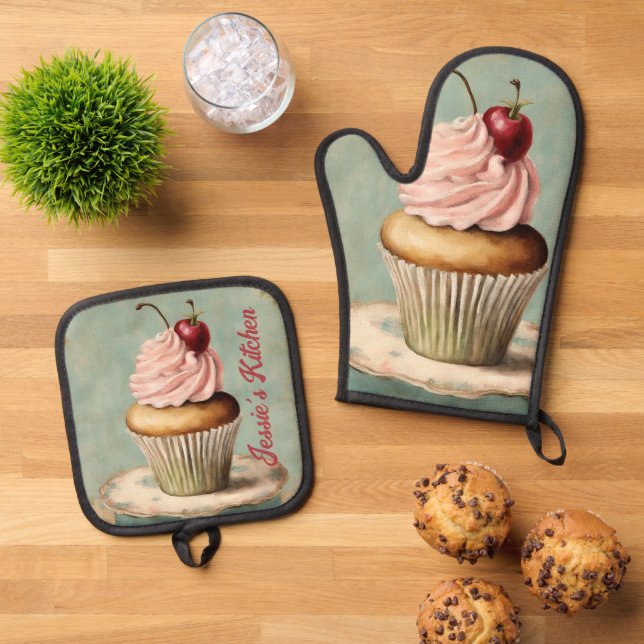 Set De Manoplas Pastel de torta rústica de cocina de panadería (De arriba hacia abajo)