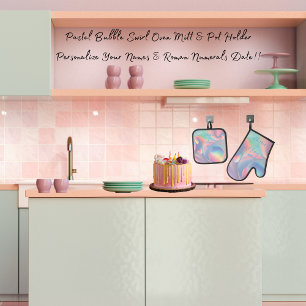 Set De Manoplas Pastel Swirl Hippy Pareja Nombres Romanos Número F