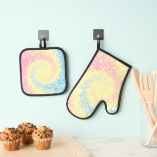 Set De Manoplas Pastel Tie Dye Hippy Swirl