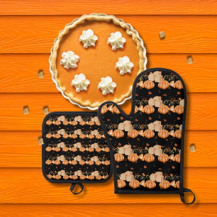 Set De Manoplas Pasteles de calabaza y cubos de azúcar marrón negr