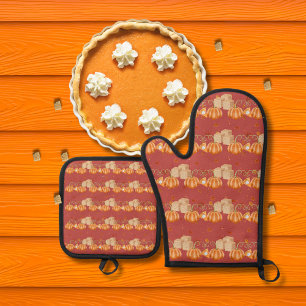 Set De Manoplas Pasteles de calabaza y cubos de azúcar marrón rojo