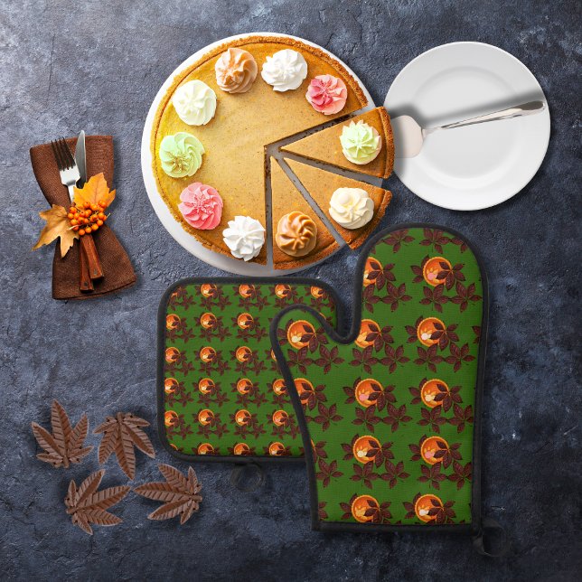 Set De Manoplas Pasteles de calabaza y hojas de chocolate verdes (Subido por el creador)