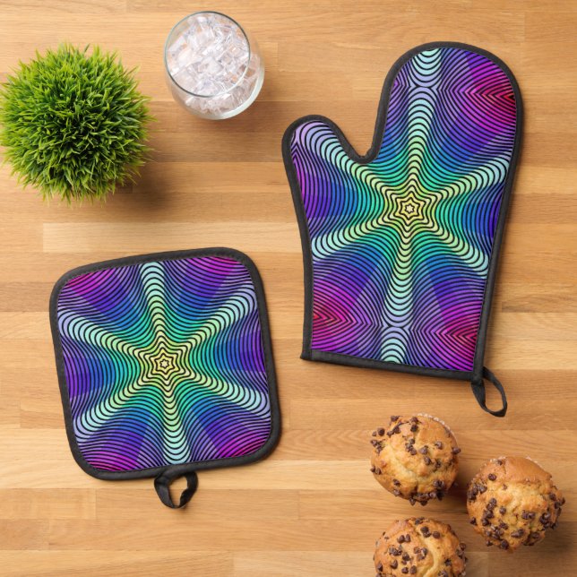 Set De Manoplas Patrón arcoiris (De arriba hacia abajo)