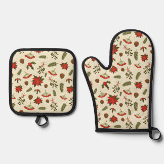 Set De Manoplas Patrón con motivos de Navidad