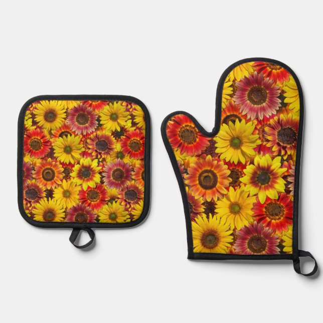 Set De Manoplas Patrón continuo de girasoles (Anverso)