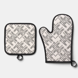 Set De Manoplas Patrón crosshatch de trombón gris