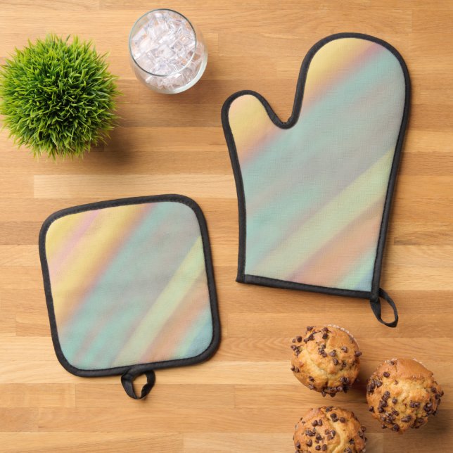 Set De Manoplas Patrón de acuarela verde azul (De arriba hacia abajo)