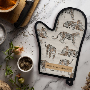 Set De Manoplas Patrón de animales salvajes del leopardo de la jun