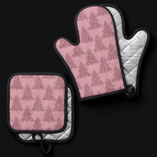 Set De Manoplas Patrón de árbol elegante Navidades rosados de Du