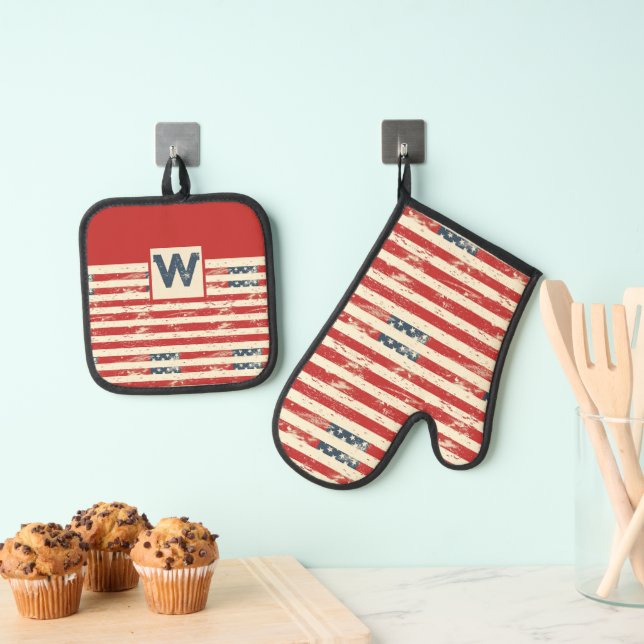 Set De Manoplas Patrón de bandera estadounidense personalizado (Insitu (colgante))