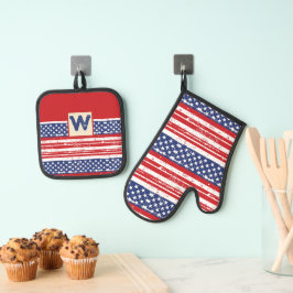 Set De Manoplas Patrón de bandera estadounidense personalizado 2