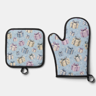 Set De Manoplas Patrón de caja de regalo de acuarela pastel
