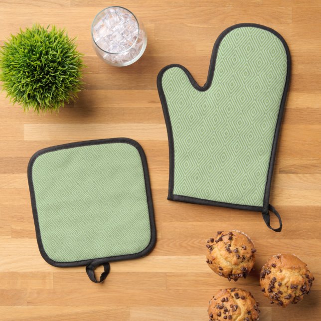 Set De Manoplas Patrón de Calabacín con Rayas Verdes (De arriba hacia abajo)