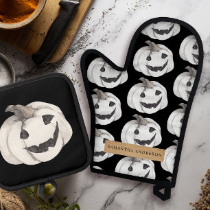Set De Manoplas Patrón de calabaza fantasmal Feliz Halloween