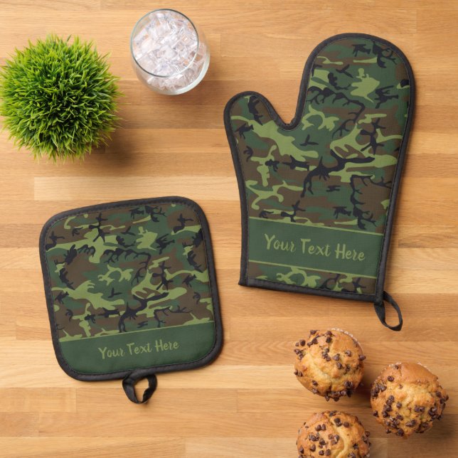 Set De Manoplas Patrón de camuflaje verde oscuro (De arriba hacia abajo)