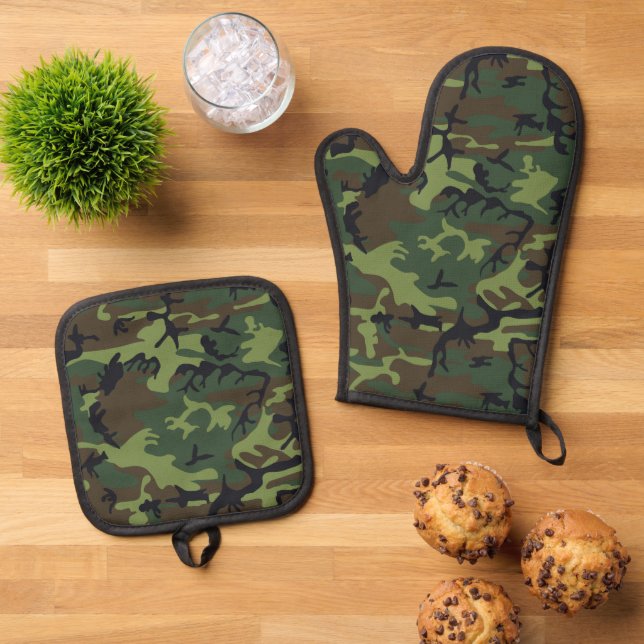 Set De Manoplas Patrón de camuflaje verde, patrón militar, ejércit (De arriba hacia abajo)
