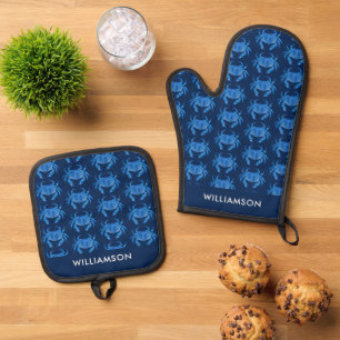 Set De Manoplas Patrón de cangrejo azul