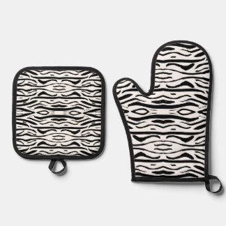 Set De Manoplas Patrón de cebra o tigre en blanco y negro