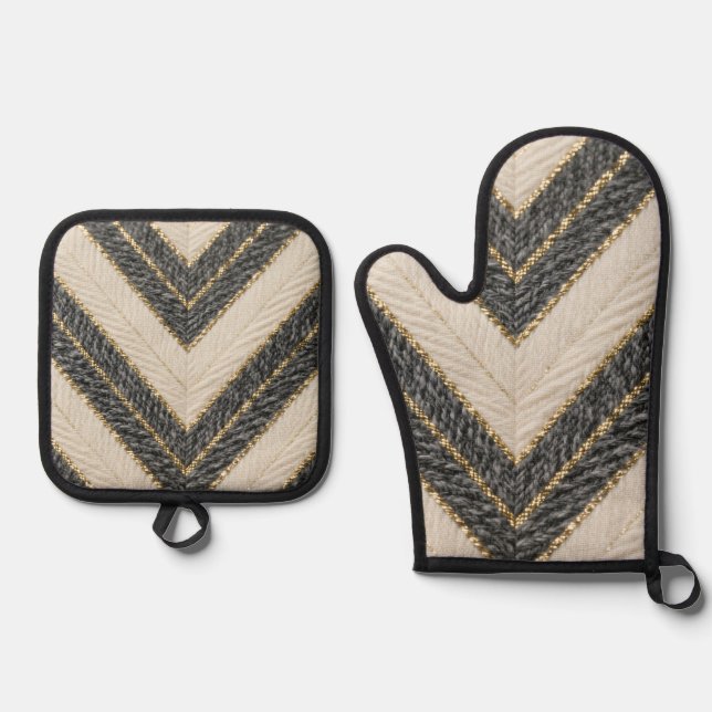 Set De Manoplas Patrón de Chevron Zigzag Glam (Anverso)