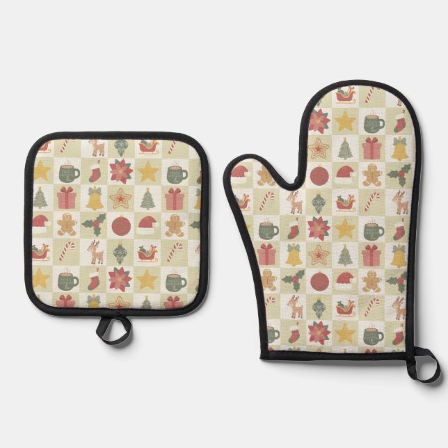 Set De Manoplas Patrón de Colcha de Navidad (Anverso)