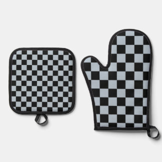 Set De Manoplas Patrón de cuadros negros