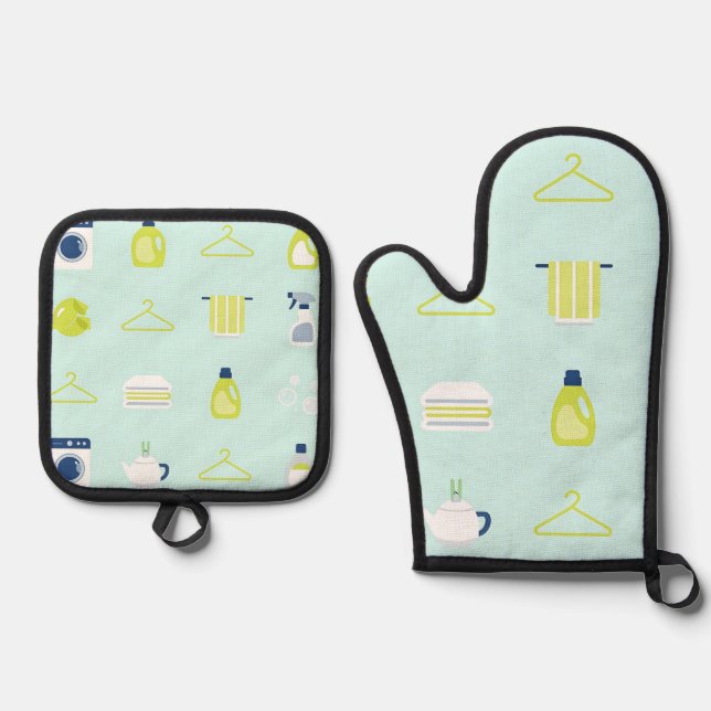 Set De Manoplas Patrón de Día de Ropa Limpia (Anverso)