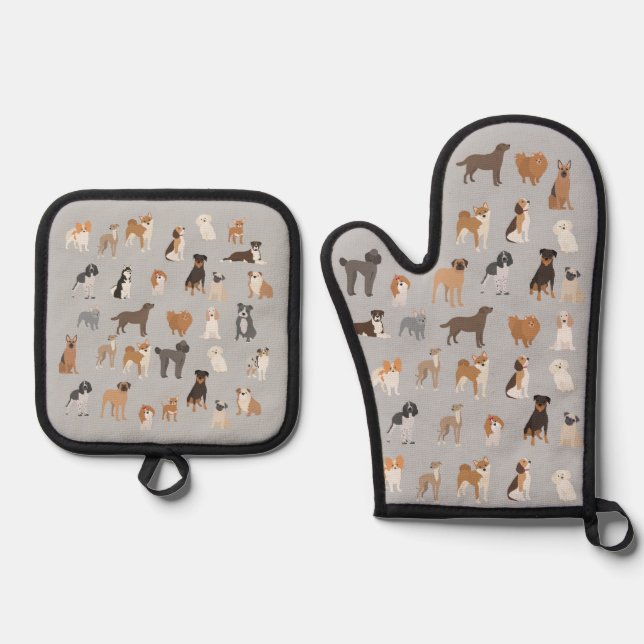 Set De Manoplas Patrón de diversión de perro (Anverso)