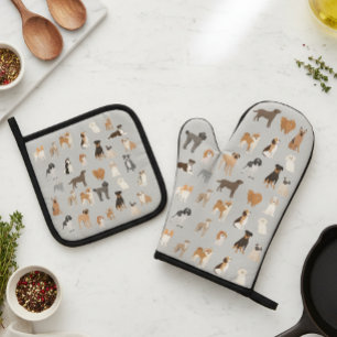 Set De Manoplas Patrón de divertido amante de los perros