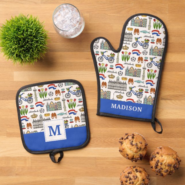 Set De Manoplas Patrón de Doodle Holandés (De arriba hacia abajo)