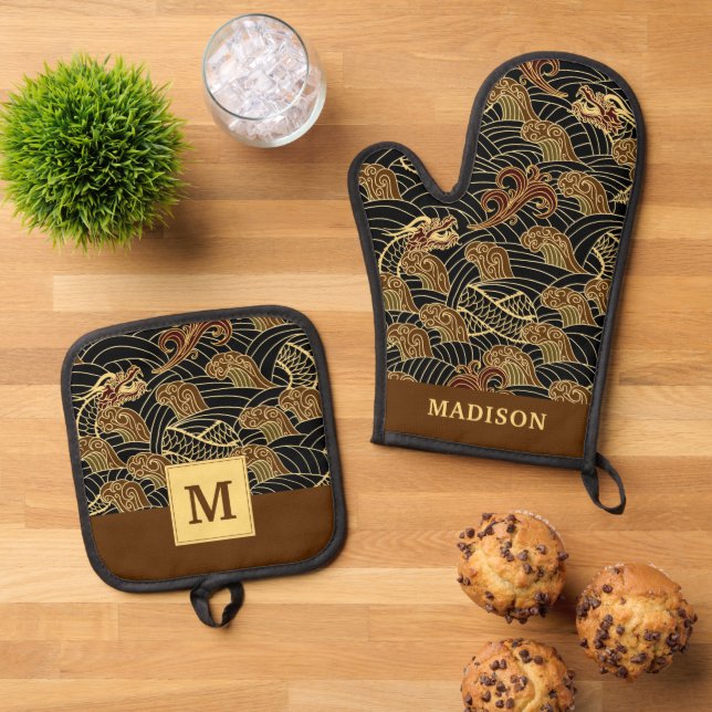Set De Manoplas Patrón de dragón del mar Oriental (De arriba hacia abajo)