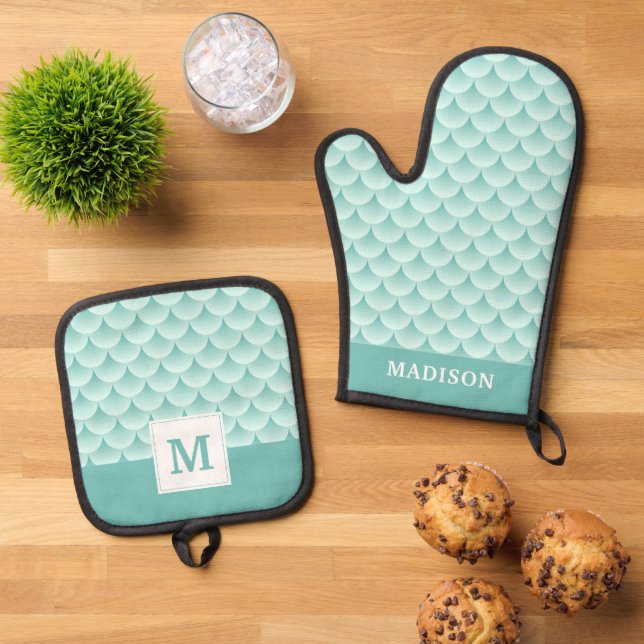 Set De Manoplas Patrón de escalas de peces (De arriba hacia abajo)