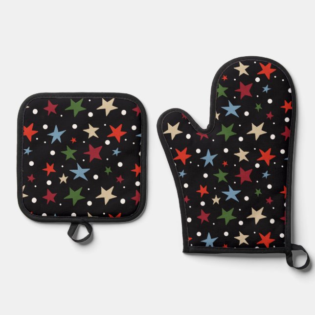Set De Manoplas Patrón de Estrella Colorido (Anverso)