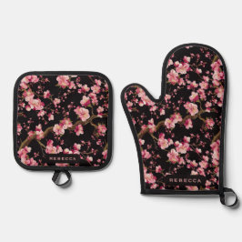 Set De Manoplas Patrón de Flor de Cerezo Sakura