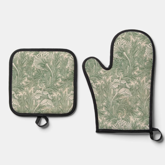 Set De Manoplas Patrón de flores, William Morris (Anverso)