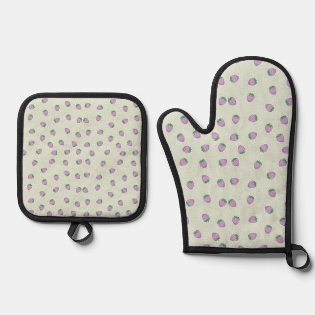 Set De Manoplas Patrón de fresas púrpura (Anverso)