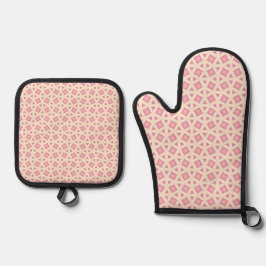 Set De Manoplas Patrón de Geometría de Celosía Rosa