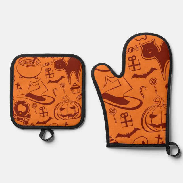 Set De Manoplas Patrón de Halloween (Anverso)