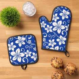 SET DE MANOPLAS PATRON DE HAWAI AZUL EN AZUL REAL