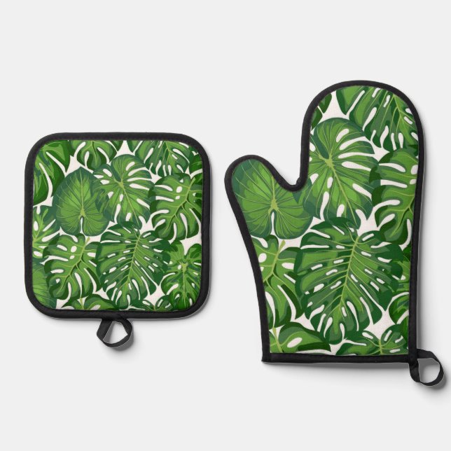 Set De Manoplas Patrón de hojas (Anverso)