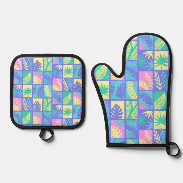 Set De Manoplas Patrón de hojas (Anverso)