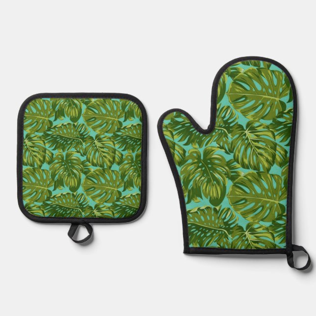 Set De Manoplas Patrón de hojas (Anverso)