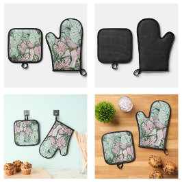 Set De Manoplas Patrón de hojas modernas