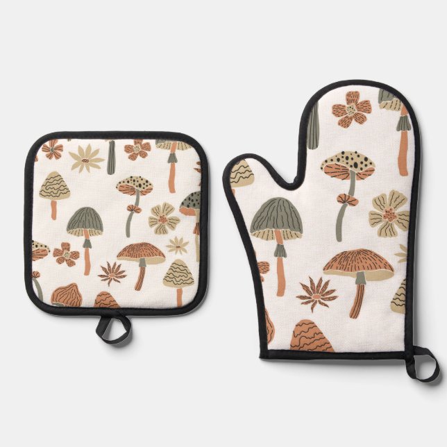Set De Manoplas Patrón de hongos (Anverso)